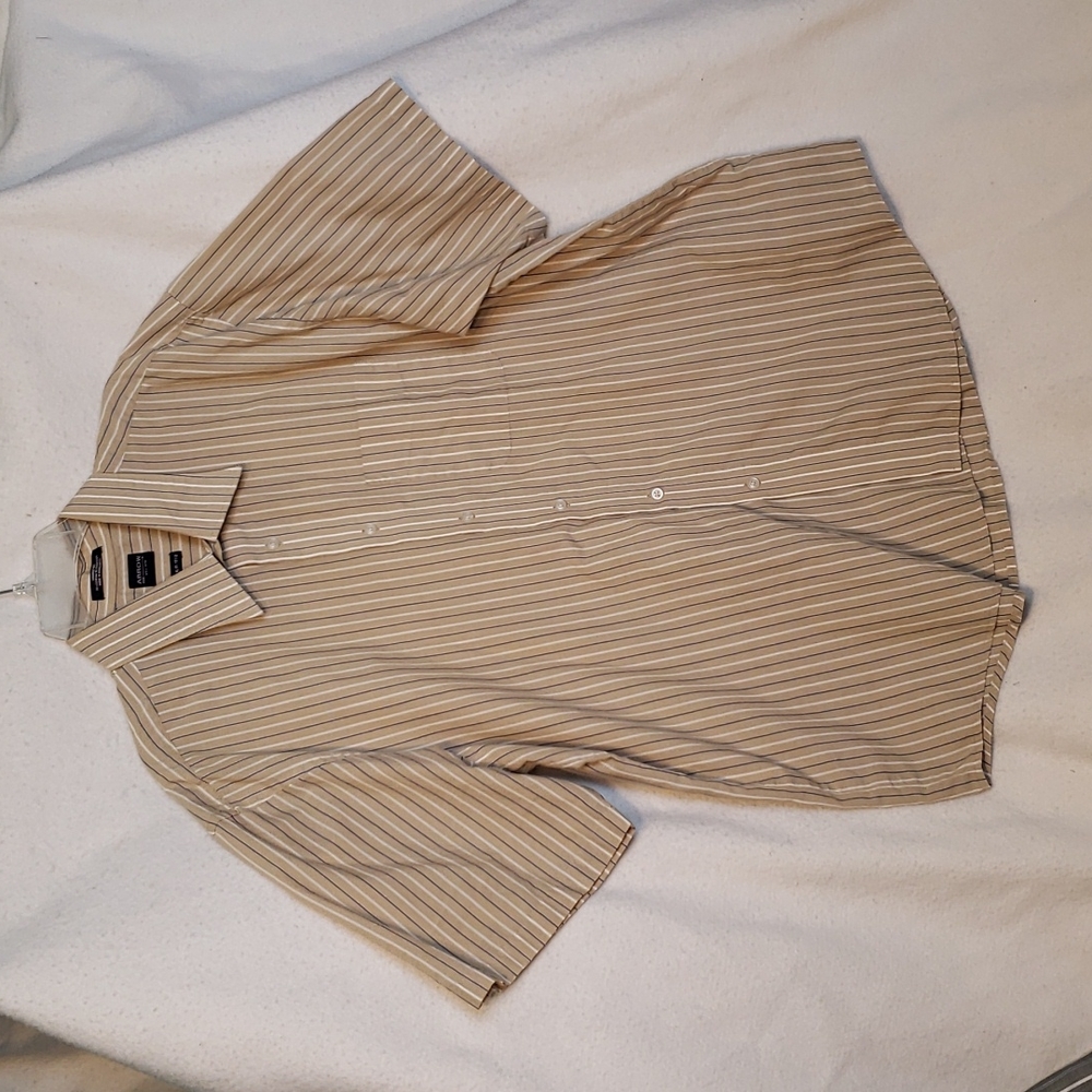 Arrow Tan Stripe Button Down Men's Shirt (17 - 17.5 neck)